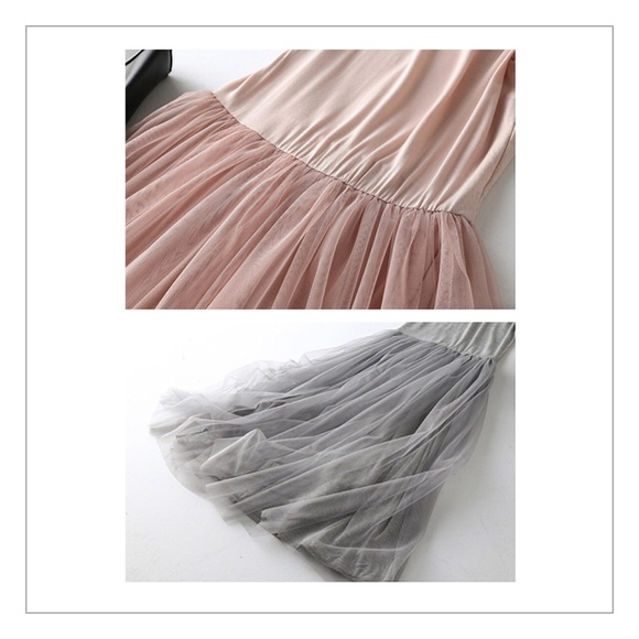 Boho Gray & Pink Tank W/Tulle Skirt Layering Dress - Picture 5 of 6